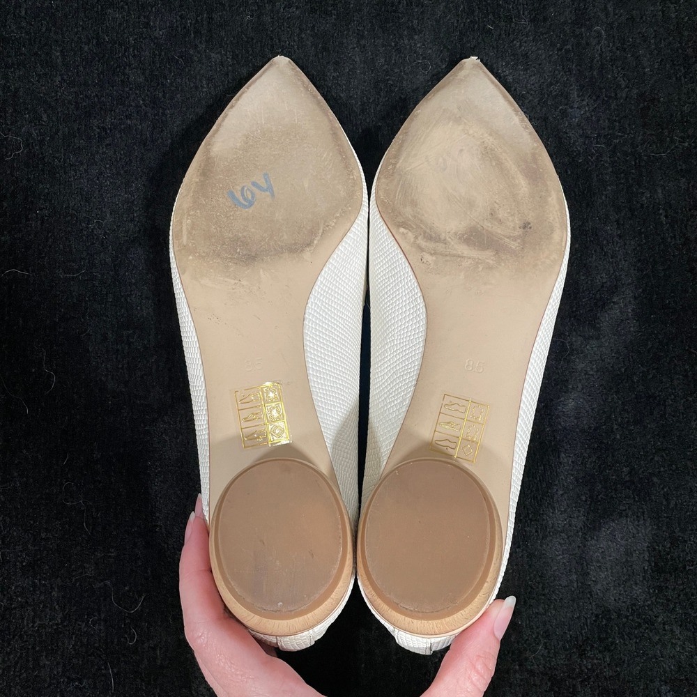Jeffrey Campbell Viona Loafers Ivory Lizard Point Toe Sculpted Heel Office 8.5 - Picture 7 of 8
